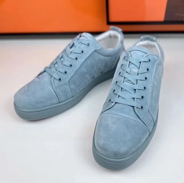 Christian Louboutin Louis Junior Suede Low Top Blue