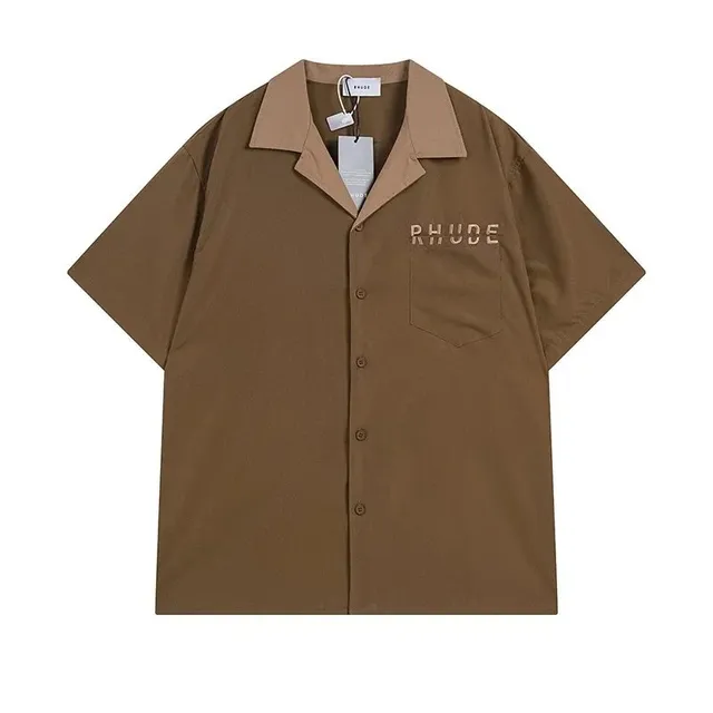Rhude Camp Collar Shirt Embroidered Logo