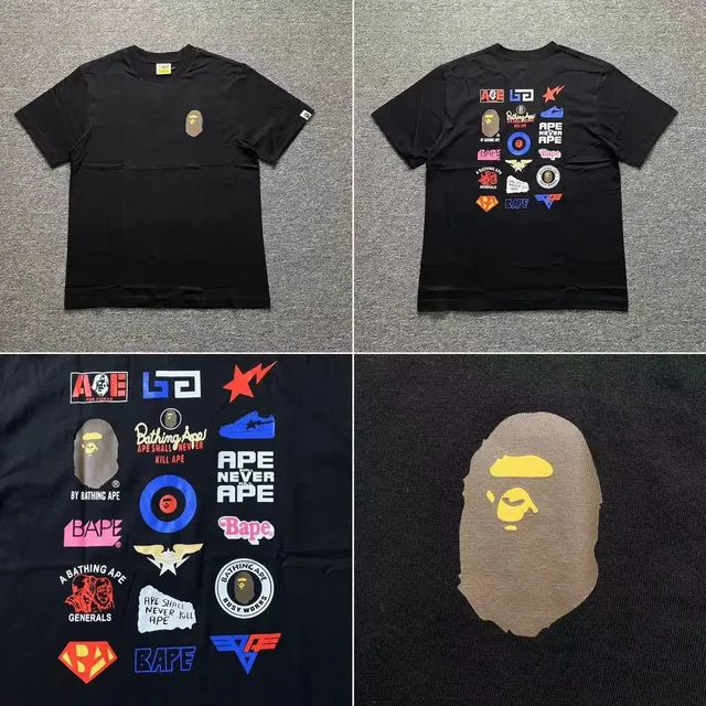 BAPE Graphic Tee Ape Head and Logo Patch Print