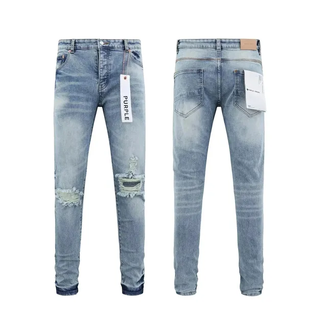 Purple Brand Slim Fit Jeans Distressed Light Wash