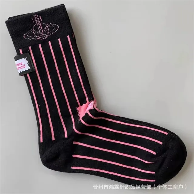 Vivienne Westwood Logo Stripe Sock Orb Logo Pink Stripe