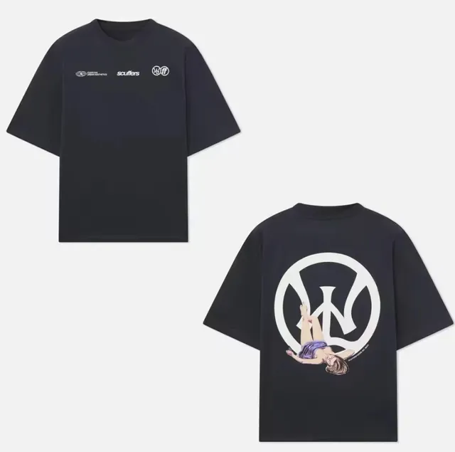 Scuffers T-shirt dark tee with 'Scullers' text and circular 'W' logo with figure