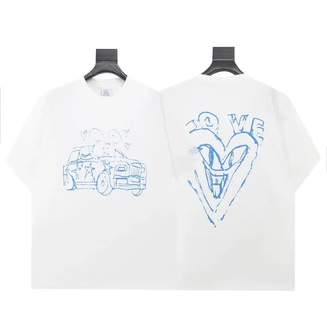 Off-White Graphic Tee Car and Heart Print