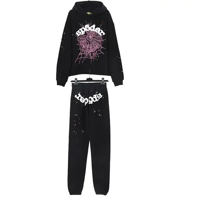 Broken Planet Spider Web Hoodie and Joggers Set Pink Spider Web Print