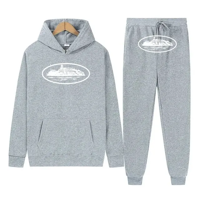 Corteiz Hoodie and Joggers Set Ship Print