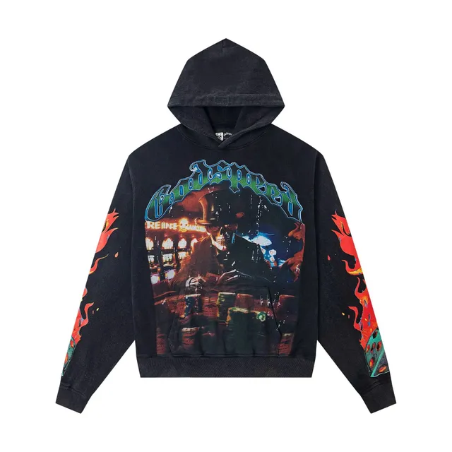 Hooded Sweatshirt Skull Casino Print