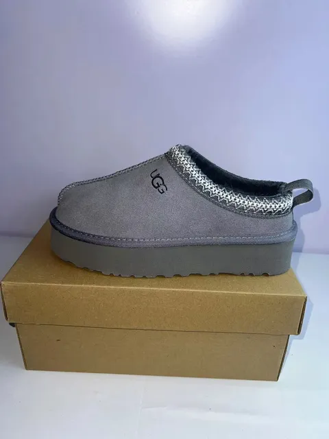 UGG Platform Slipper Grey with Woven Trim