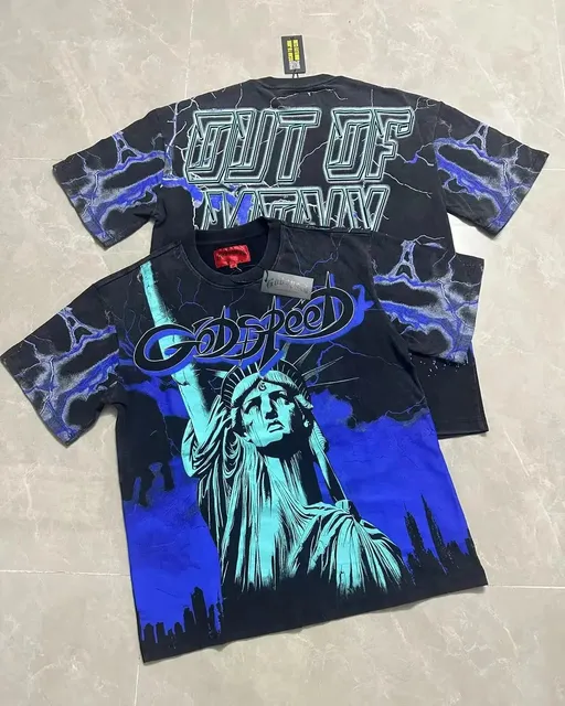Corteiz Godspeed Tee Statue of Liberty Lightning