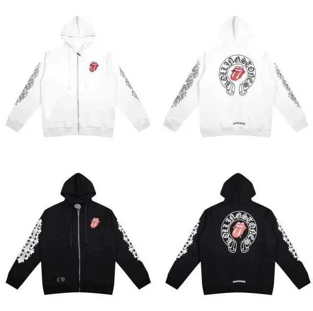 Chrome Hearts Zip-Up Hoodie Rolling Stones Logo