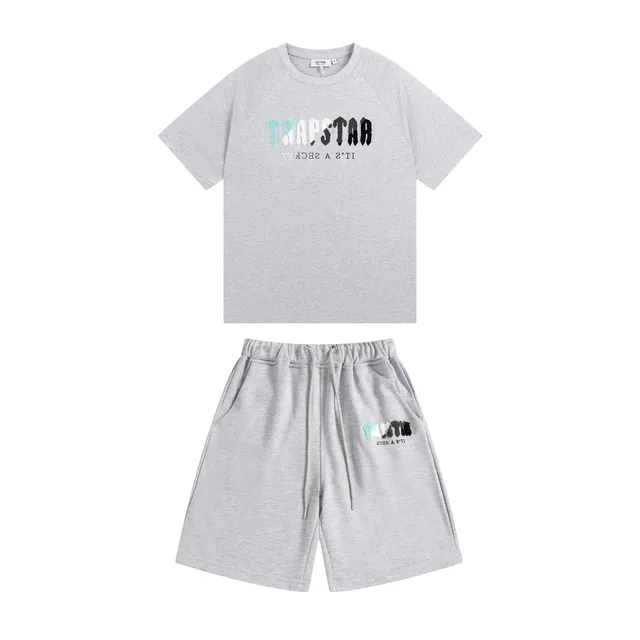 Corteiz Logo Tee and Shorts Set Sequined TRAPSTAR Print