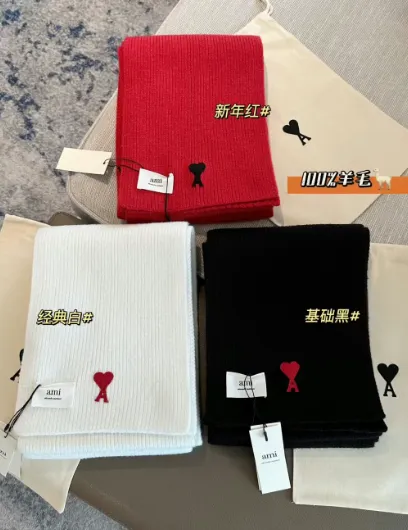Amiri Ribbed Knit Scarf Heart Logo