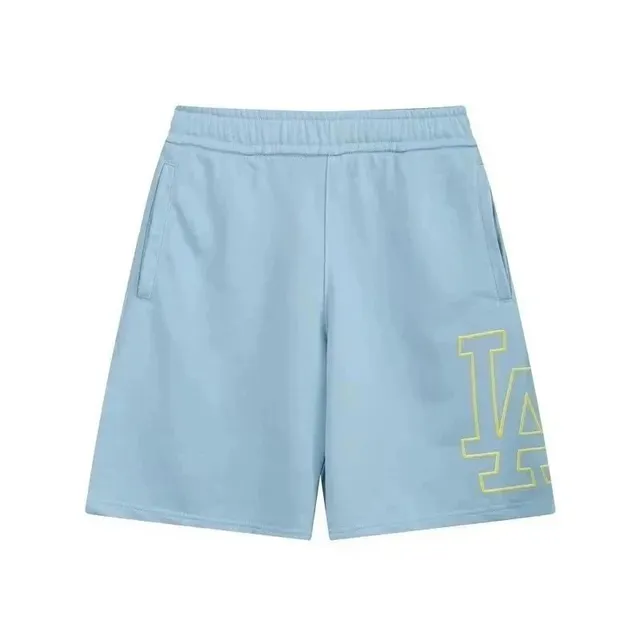 MLB LA Dodgers Shorts Light Blue with Yellow Outline Logo