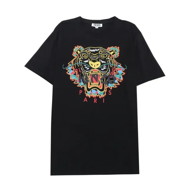 Kenzo Tiger Graphic Tee Multi-Color Embroidered Tiger
