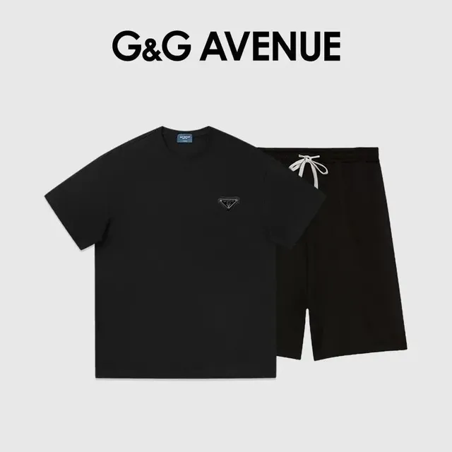Prada Logo T-Shirt and Shorts Set Black