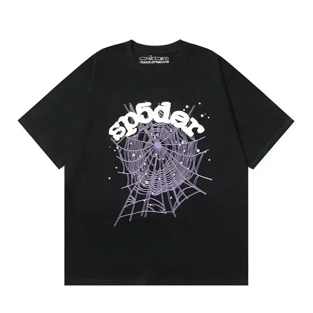 Sp5der Spider Web Graphic Tee Purple Web Print