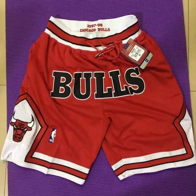 口袋裤公牛bulls红色密绣球裤
