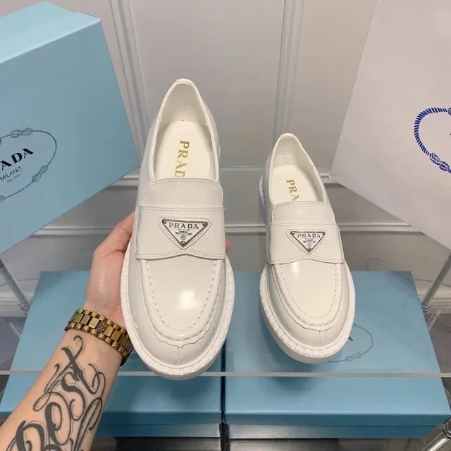 Prada Triangle Logo Loafer Glossy Patent Leather