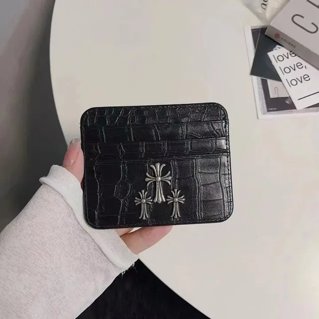 Chrome Hearts Cardholder Crocodile-Embossed with Cross Studs