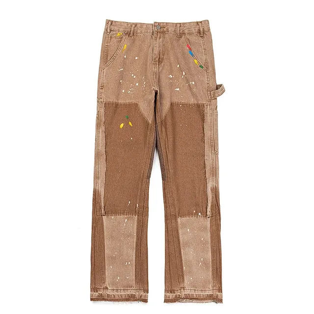 Paint-Splatter Work Pant Distressed Patchwork