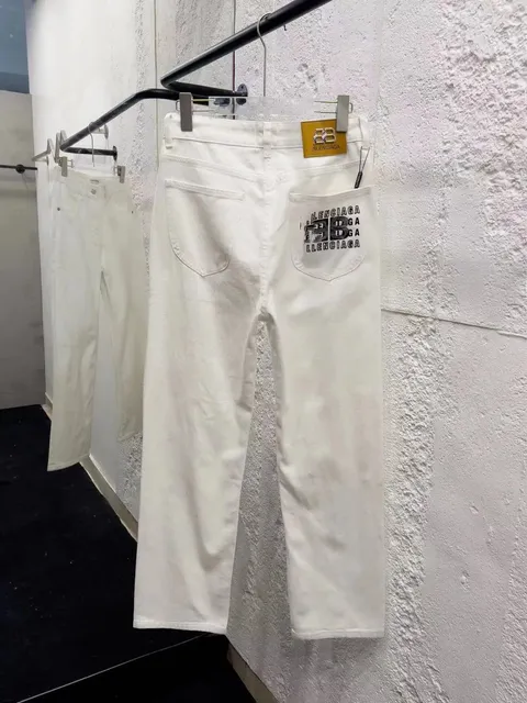 Balenciaga Logo Print Jeans White