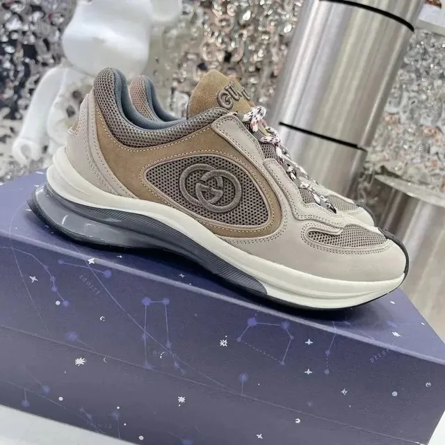 Gucci GG Marmont Sneaker Beige Mesh and Suede