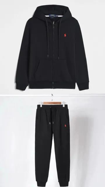 Polo Ralph Lauren Hoodie and Joggers Set Black with Orange Pony