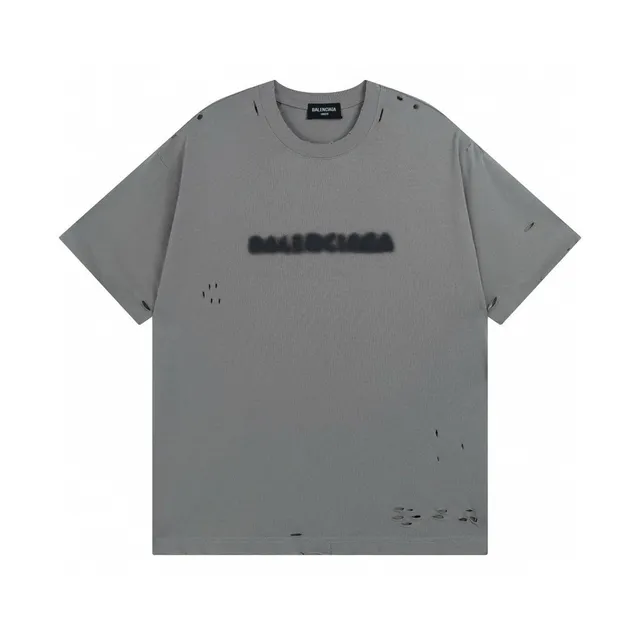 Balenciaga Distressed Logo Tee Faded Logo with Cut-Out Details