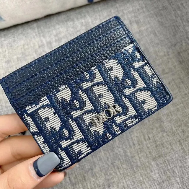 Dior Oblique Card Holder Navy and White Monogram