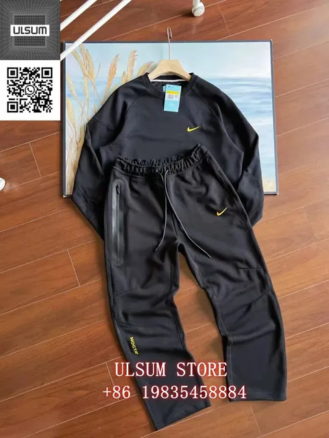 Nike × NOCTA Tech Fleece Set Black with Yellow Swoosh