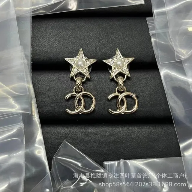 Chanel Star CC Earrings Crystal and Pearl