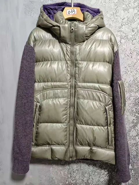 Moncler Two-Tone Knit-Sleeve Puffer Jacket
