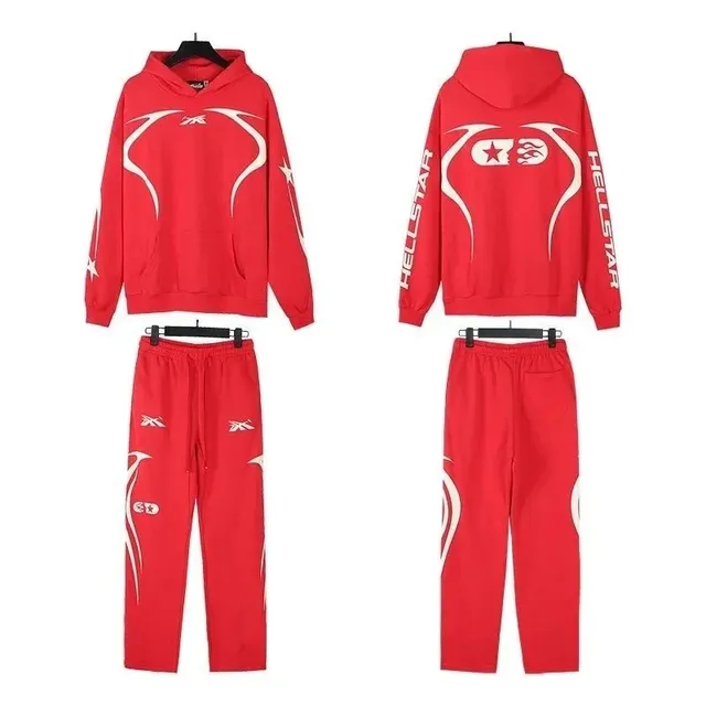 Hellstar Hoodie and Joggers Set Flame Star Graphic