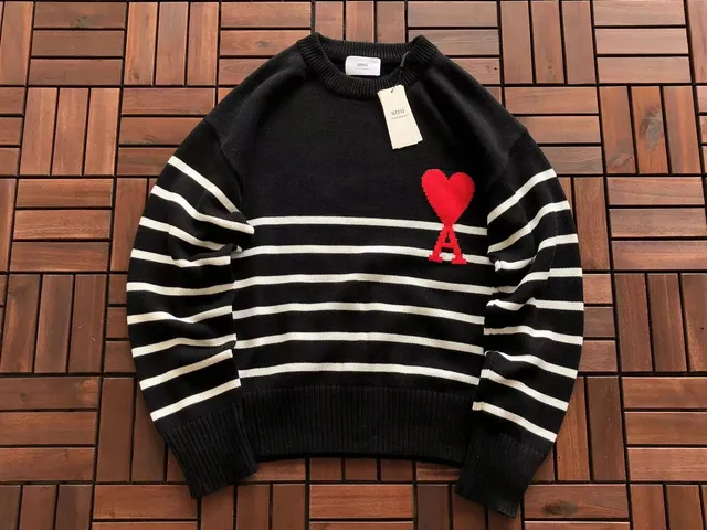 Amiri Knit Sweater Heart Logo Stripe
