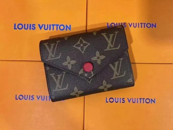 Louis Vuitton Coin Purse Monogram Canvas with Red Button
