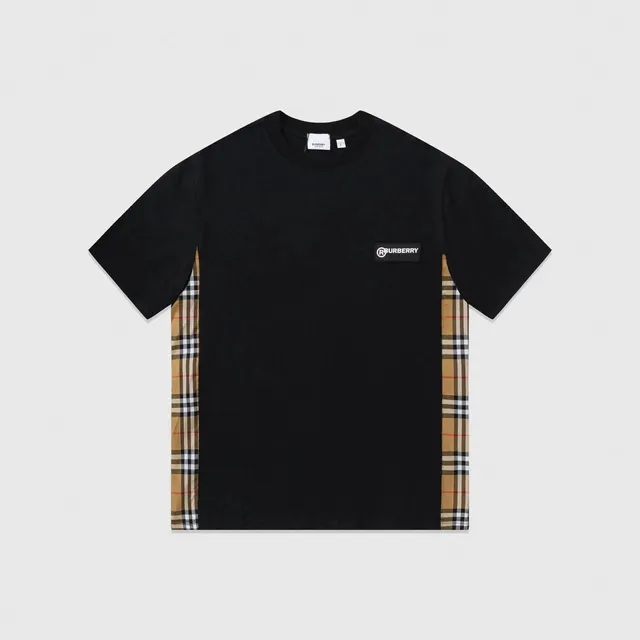 Burberry Logo Patch T-Shirt Check Panel