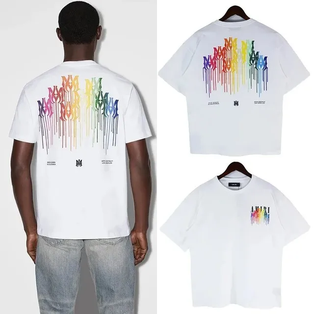 Amiri Graphic T-Shirt Rainbow Drip Logo