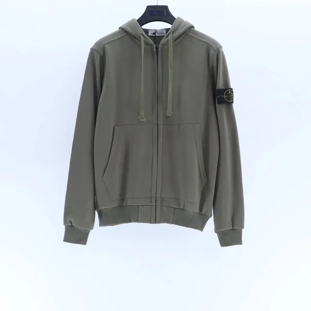 Stone Island Zip-Up Hoodie Olive Green
