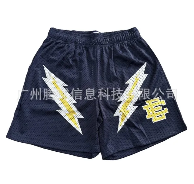 Mesh Shorts Lightning Bolt Print