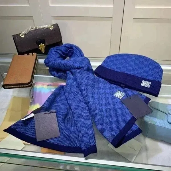 Louis Vuitton Scarf and Beanie Set Monogram Knit