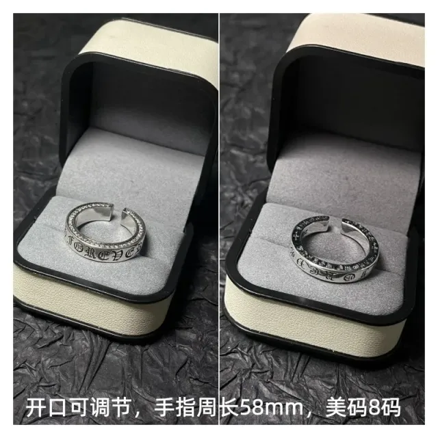 Chrome Hearts Open Ring Script Engraved with Pave Accents