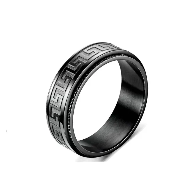 Versace Greek Key Ring Matte Black