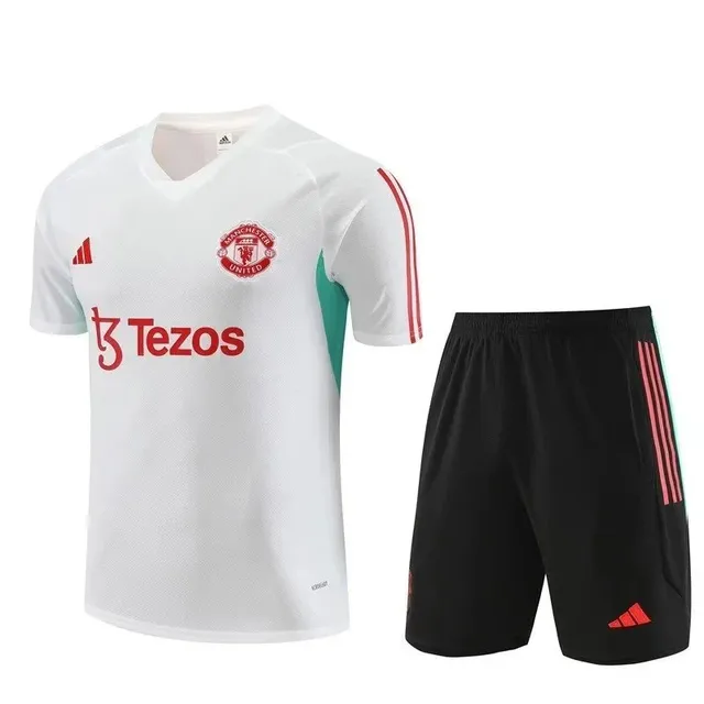 Adidas × Manchester United Training Jersey and Shorts Set Tezos Sponsor