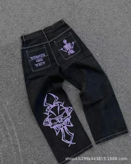 Hellstar Straight Fit Jeans Skeleton Print