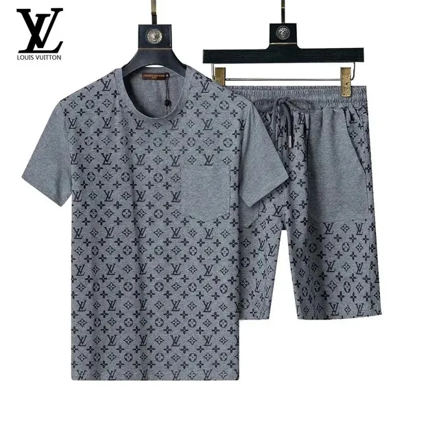 Louis Vuitton Monogram Print Set Grey with Black Logo