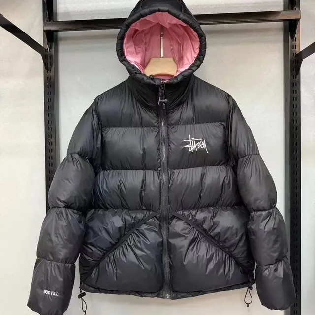Stüssy Puffer Jacket Black with Pink Lining