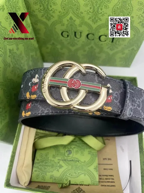 Gucci × Disney Horsebit Belt Mickey Mouse Print