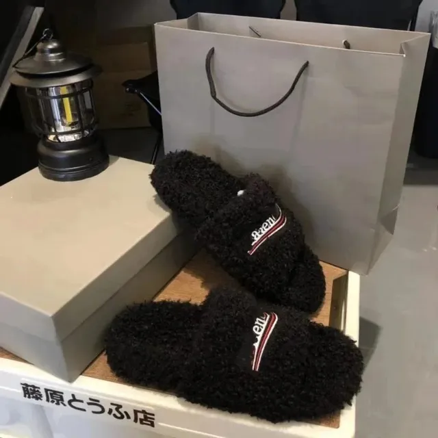 Balenciaga Speed Trainer Slides Black Wool