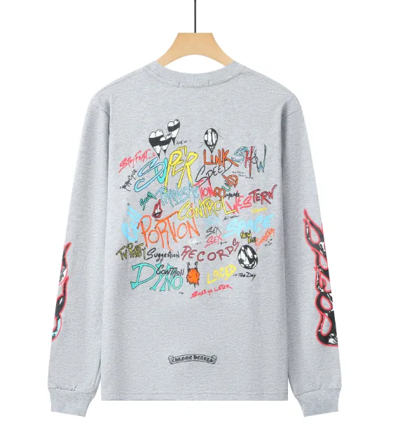 Chrome Hearts Long Sleeve Graphic Sweatshirt Multi-Color Graffiti Print