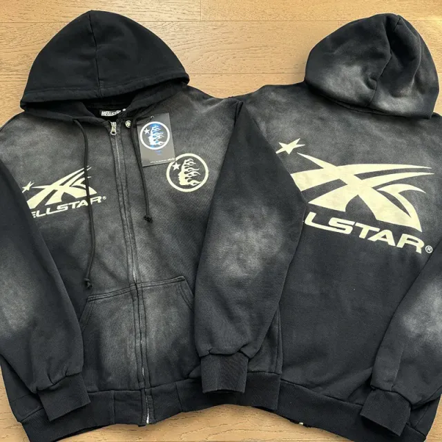 Hellstar Zip-Up Hoodie Washed Black