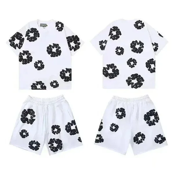 Balenciaga Printed T-Shirt and Shorts Set Floral Logo Print